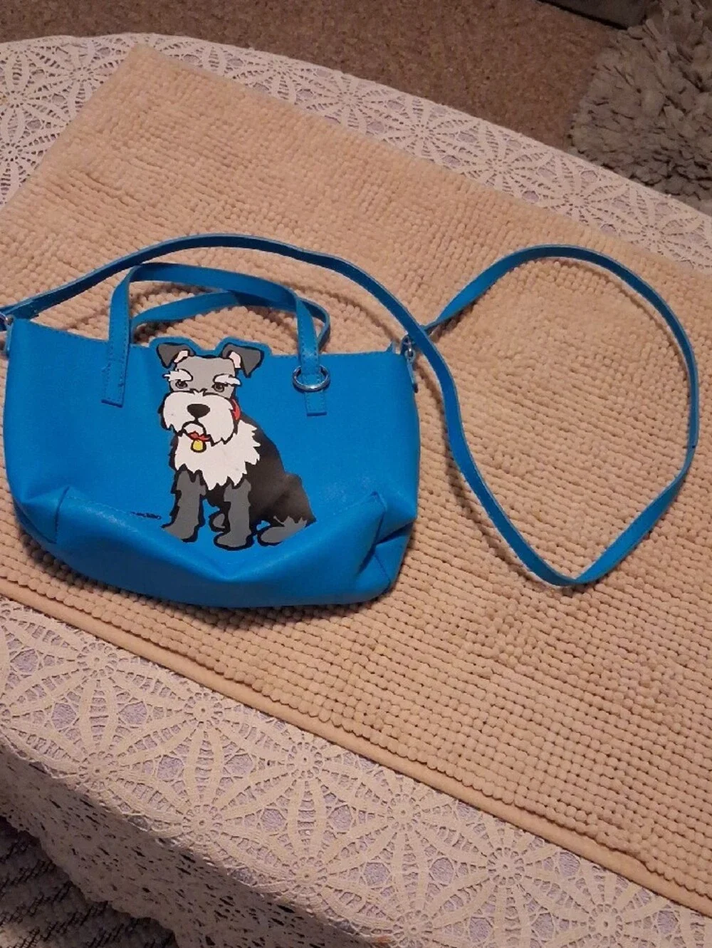 Bright Blue Kids Tote with Playful Dog Illustration
